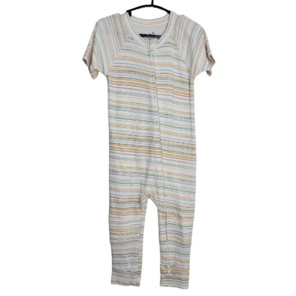 Goumi Kids Bamboo Organic Cotton Striped Short Sleeve Romper Sleeper 12-18M